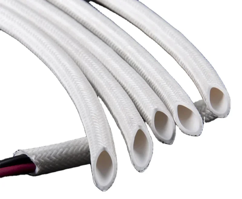 High temperature Voltage resistant silicone rubber Fiberglass Braided Sleeve 1.5mm 2.5mm 5mm 6mm 10mm 25mm 30mm 35mm