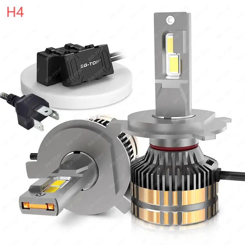 High-Power 75W LED Modified Super Bright Headlight H4 Double Copper Tube with Integrated Spotlight & Far Low Beam for Cars & RVs
