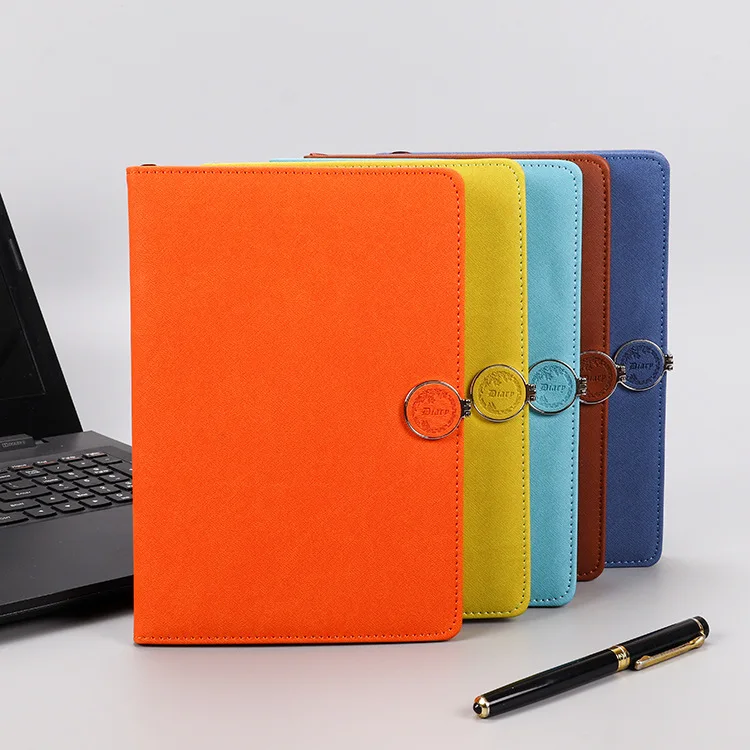 2024 Magnetic Buckle English Spanish Schedule Daily Plan Wholesale PU Leather Diary Notebook A5