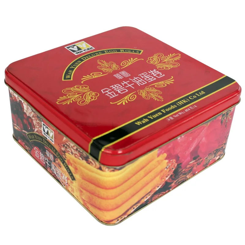 square metal tin box for cookies square shape custom designs