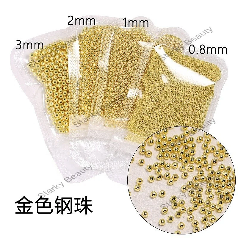 0.6mm-2mm Mixed Size Nail Decoration Stainless Steel Caviar Beads Metal Charms Mini Caviar Nail Beads Alloy accessories