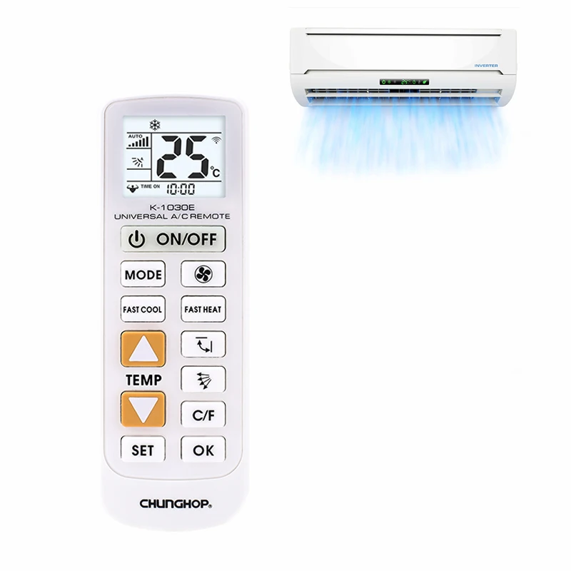 CHUNGHOP K-1030E Portable LED Backlit telecomando Universal Air Conditioner remote controller with Big Buttons