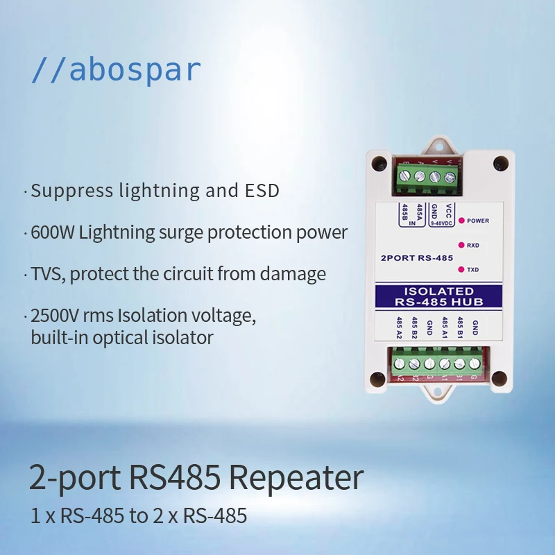 AS-REP12 2-port RS485 Repeater Isolated RS485 Hub