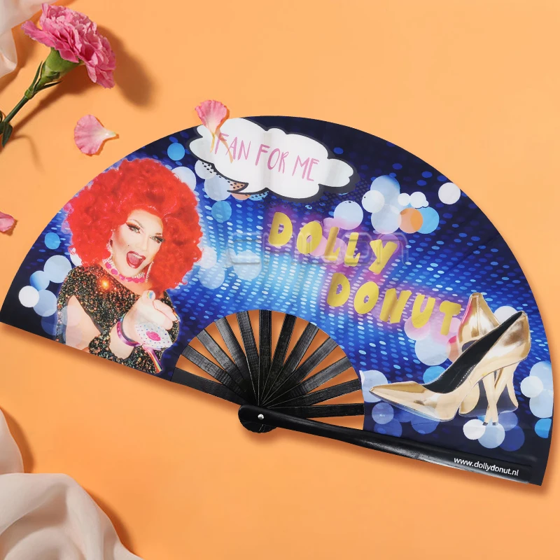 Holographic Large Reflective Hand Fan High Premium Bamboo Clack Rave Fan for Party Use