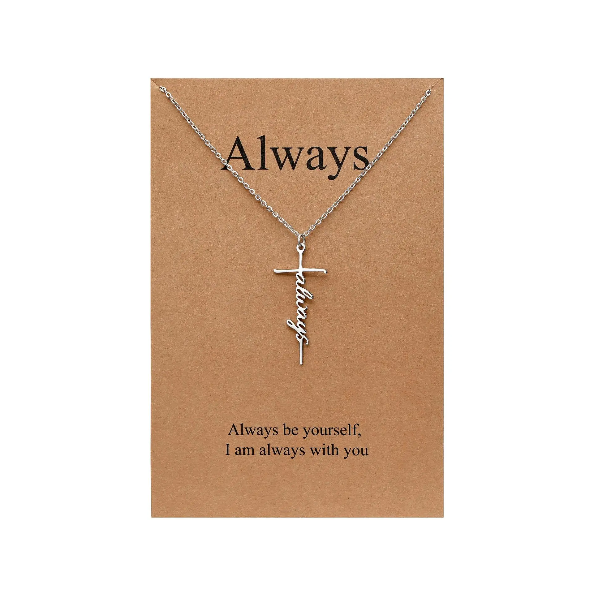 Gift Jewelry Custom Fashion Stainless Steel Name Engraved Woman Custom Faith Cross Necklace