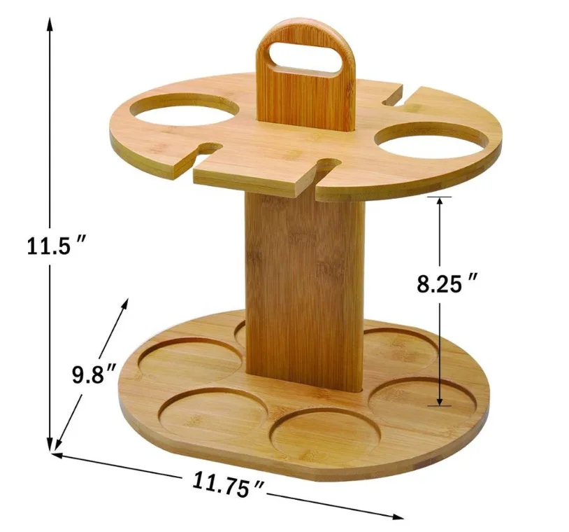 Countertop Display 2 Bottles Holder Bamboo Wine Rack