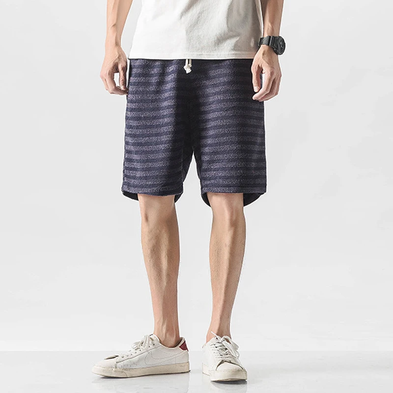 Индивидуальные спортивные мужские хлопковые полосатые шорты с карманами, повседневные свободные мужские шорты