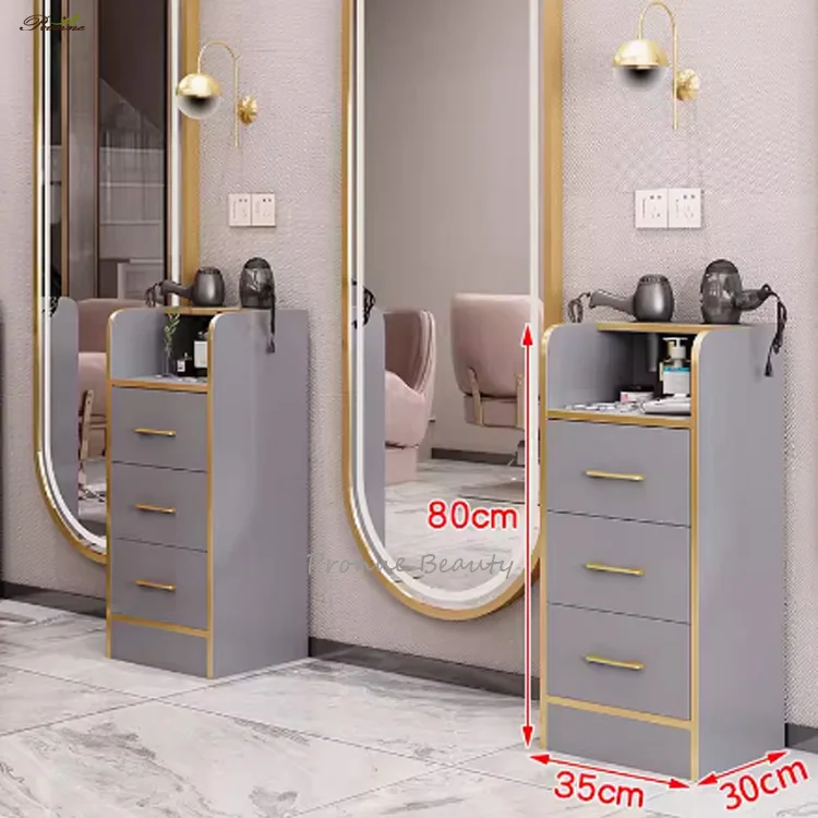 modern white elegant hair salon multifunctional storage shelf barbershop trolley cabinet