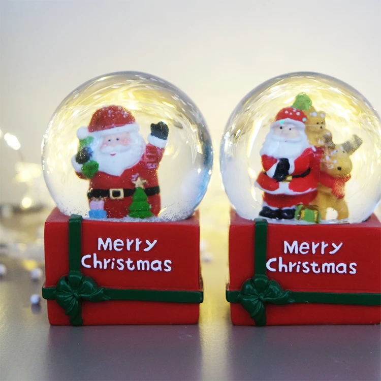 65mm Christmas Souvenir Snow Globe Resin handicraft Santa Claus Water Globe For Christmas Decoration