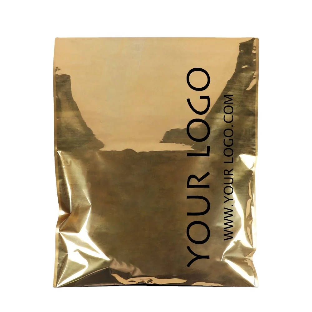 Customized printed logo shining gold poly mailers envelope mailing courier express plastic shipping packaging bags