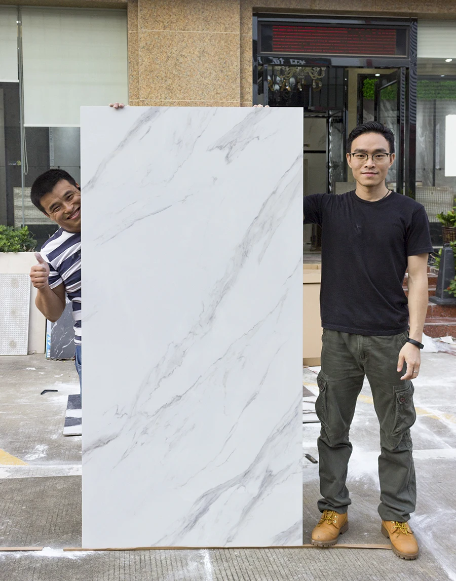 Высококачественная Современная 900x1800 полностью полированная 1800x900 фарфоровая напольная плитка мраморный вид для гостиной