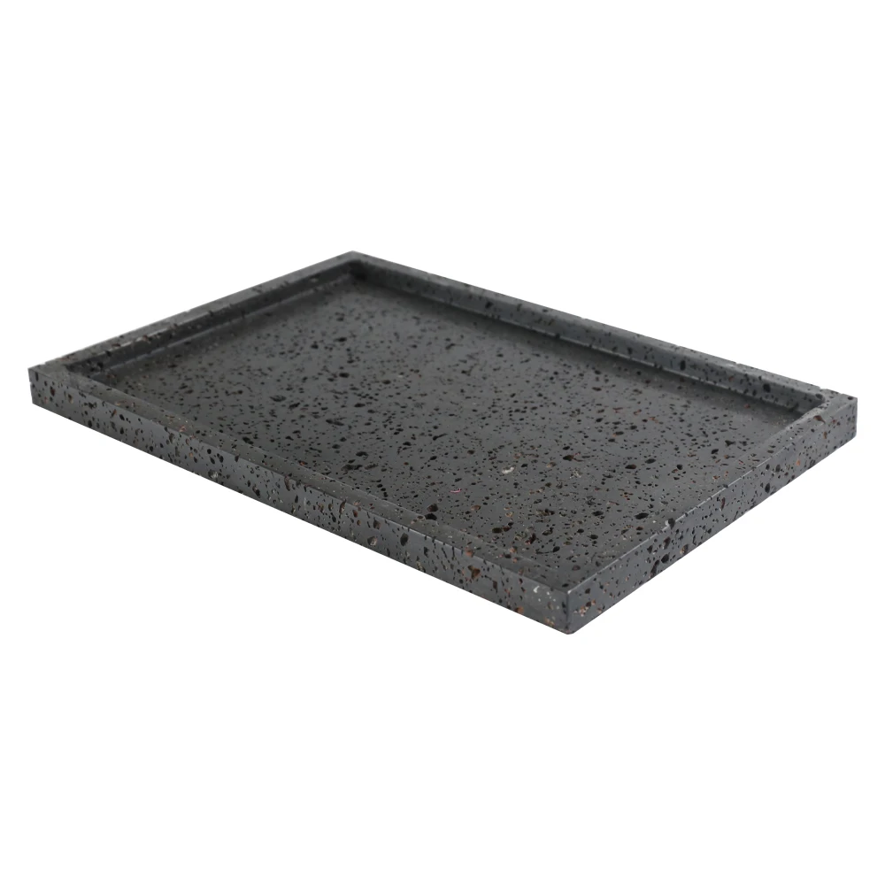 Wabi Sabi Black Travertine Rectangle Serving Tray For Jewelry Dried Fruit Bathroom Amenities-Plate Dishes for Home Decor