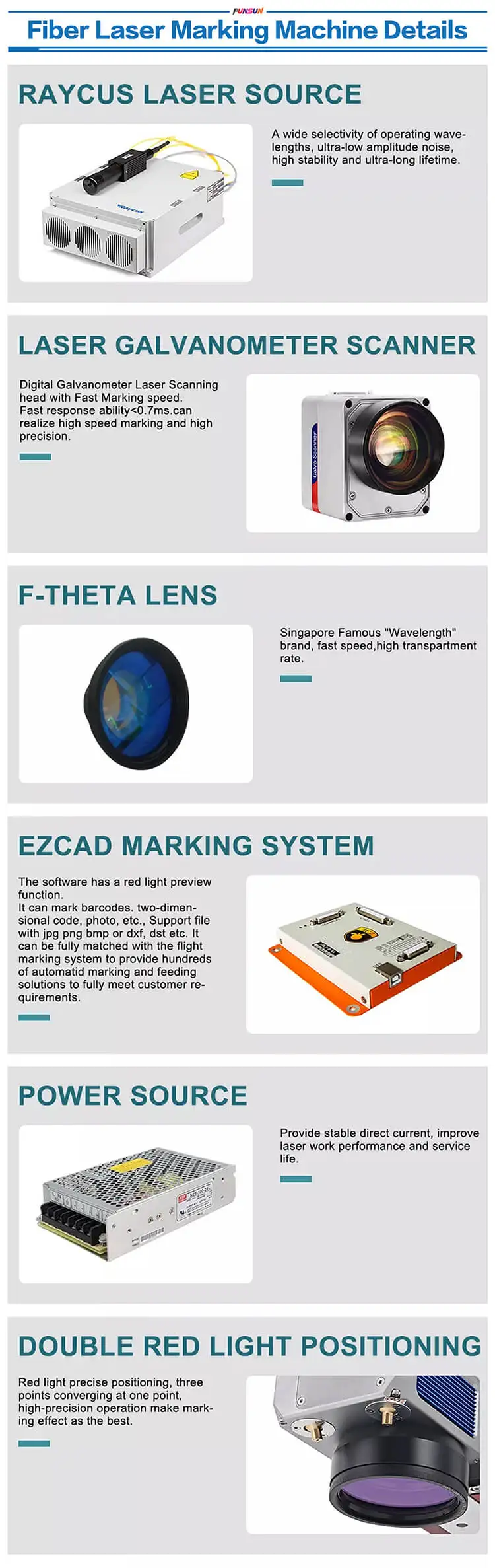 Funsun 10W 20W 30W 50W Desktop Multifunctional Fiber Laser Marking Machine for Metal Steel Aluminum Engraving