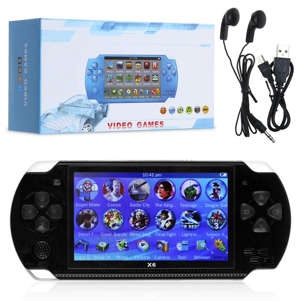  Переносная игровая консоль X6 экран 4 3 дюйма 128 бит игровые консоли игровой плеер реальный 8 ГБ для камеры видео электронной