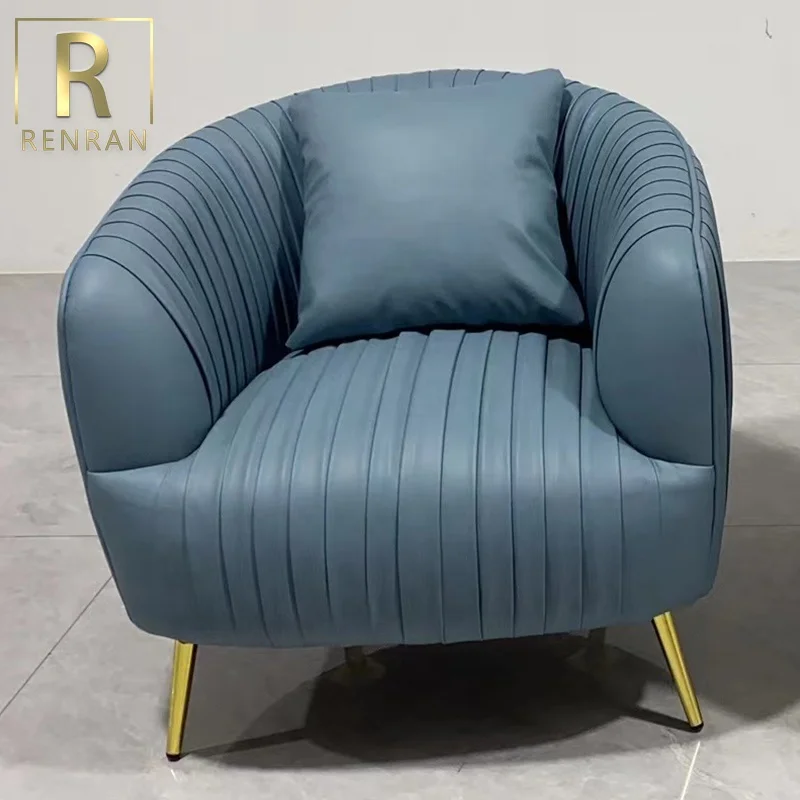 Popular luxury design modern waiting chair living room furniture single sofa leather round lounge chair egg chairs