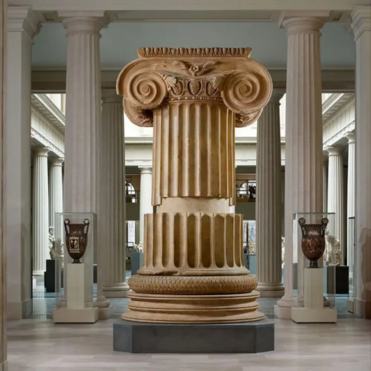 Large Size Outdoor Classical Natural Stone Roman Round Marble Column Pillar For Wholesale