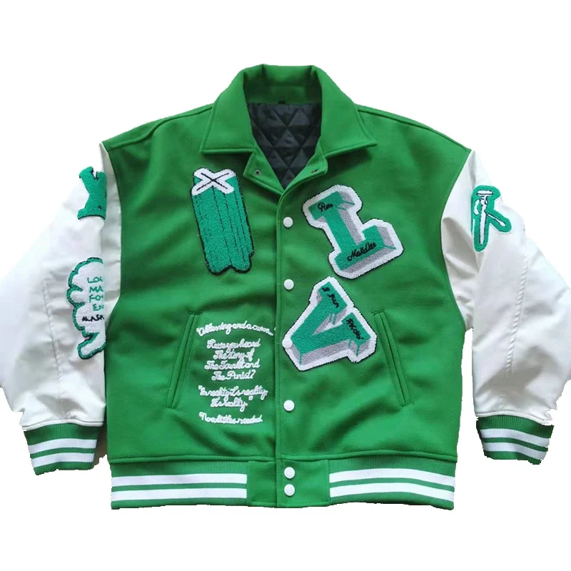 Different Color Sleeve School Vintage Flight Aviator Letterman Jacket For Men University College Team Bomber Baseball Jacket