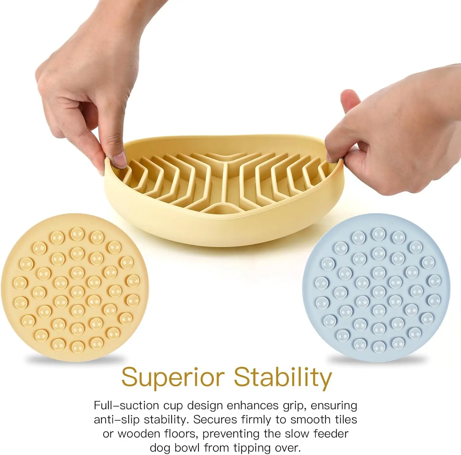 ZMaker Slow Feeder Dog Bowl with Suction Cups Rounded Puzzle Silicone Dog Feeding Bowls Non-Slip Design Dog Slow Feeder Bowl