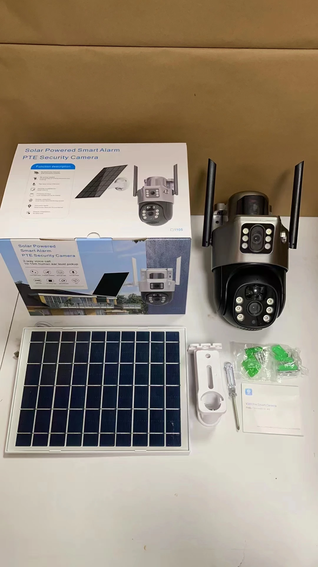 4mp waterproof cctv wireless wifi outdoor dual lens solar security camera