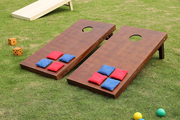 WAFFLE GAMES Premium ACL ACO Standard Official Size Stained Wooden cornhole game bean bag toss