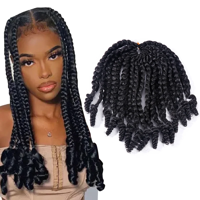 Popular synthetic hair jungle box braids crochet hair goddess box braids with curly ends gray premium fiber braiding hair