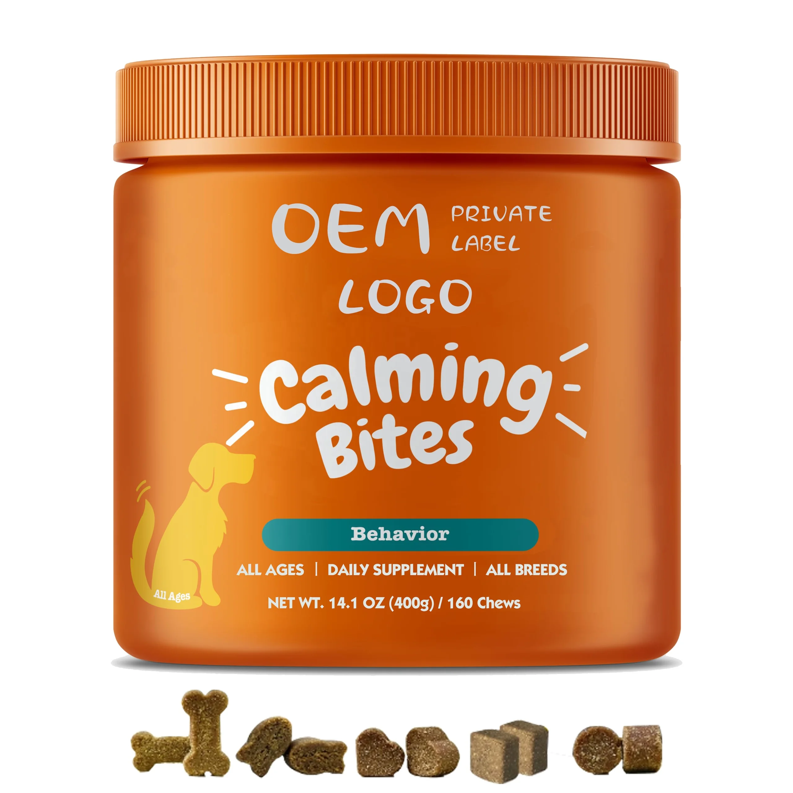Manufacturer Wholesale 400g 160pieces OEM Calming Chews for Dogs All Natural Soothing bites Anti Stress for Dog Anxiety Relief