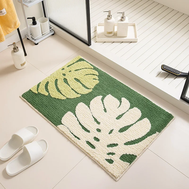Microfiber polyester custom tufted bath leaf mat