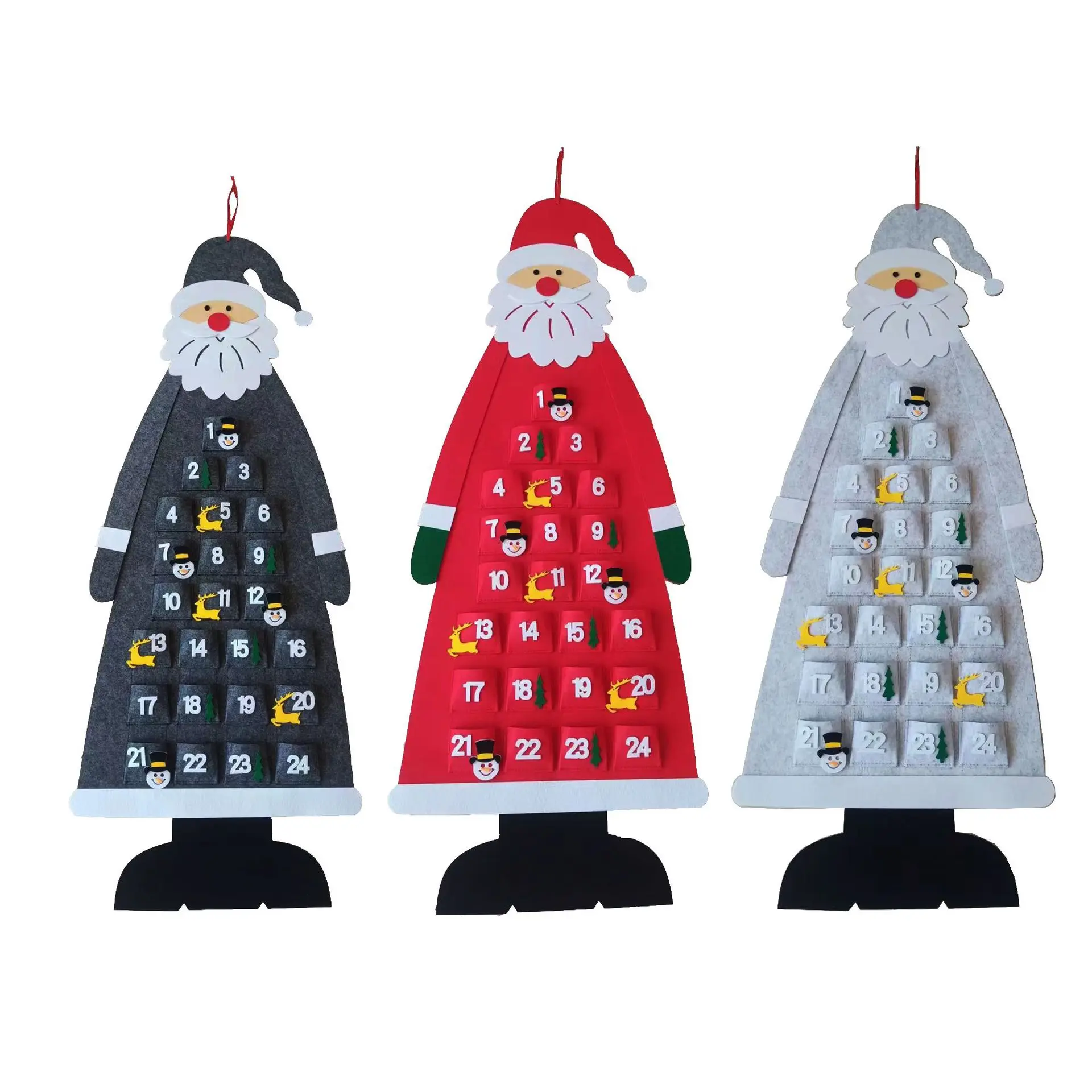 115*45cm Xmas Children DIY Felt Christmas Calendar Felt Snowman Christmas Advent Calendar