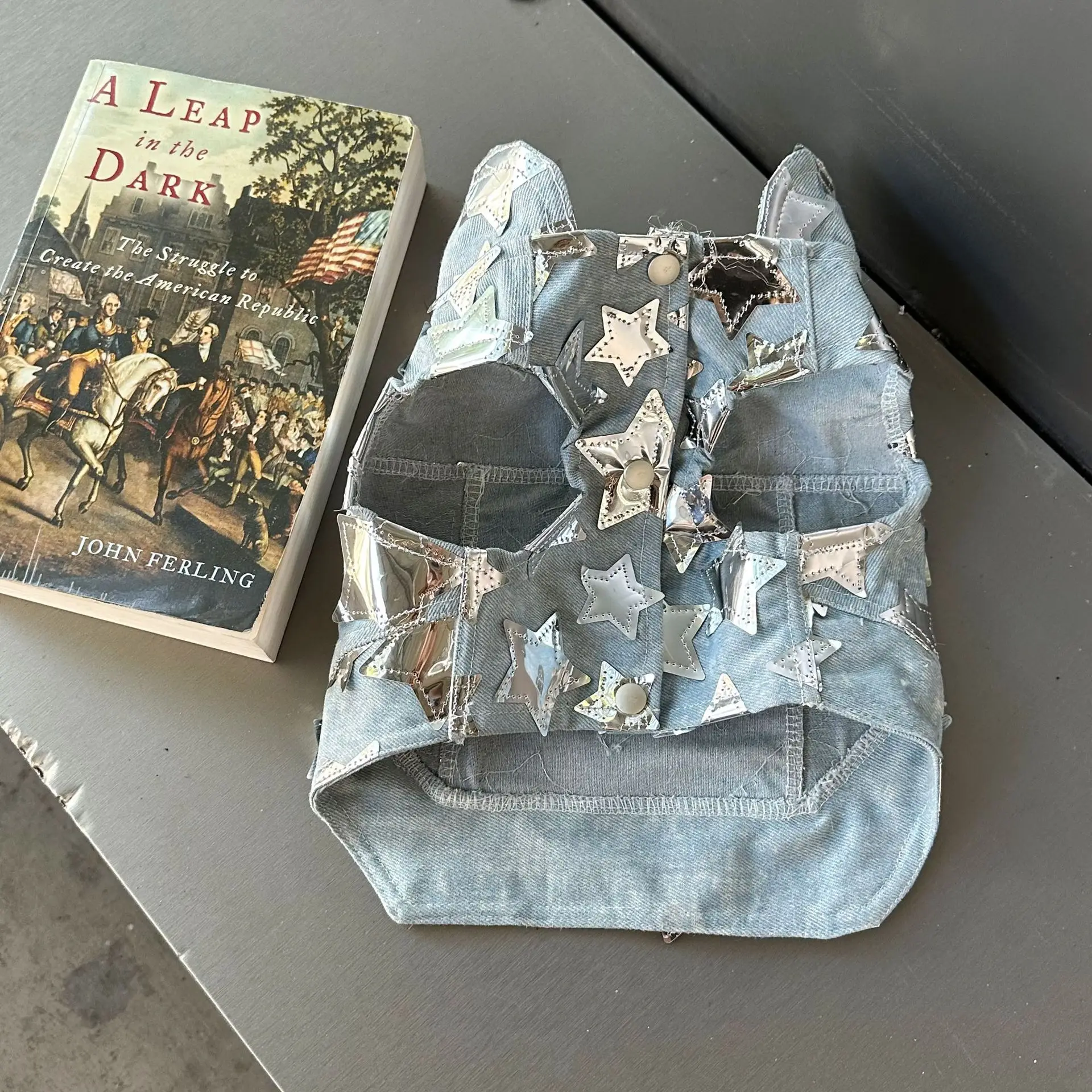 2024 New Design Luxury Autumn/Summer Thin Pet Clothes Sequins Star Cowboy Denim Dog Vest for Cat French Bulldog Schnauzer