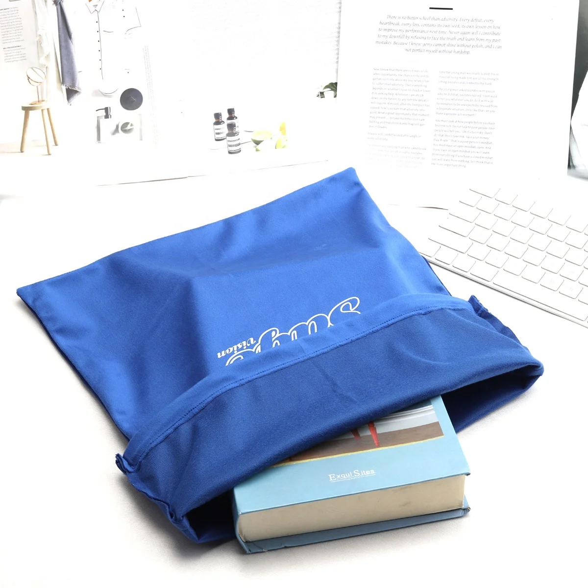 Custom Logo Printing Velvet Drawstring Shoe Clothes Shopping Bag Super Soft Flannel Wedding Gift Packing Dust Velvet Pouch Bag