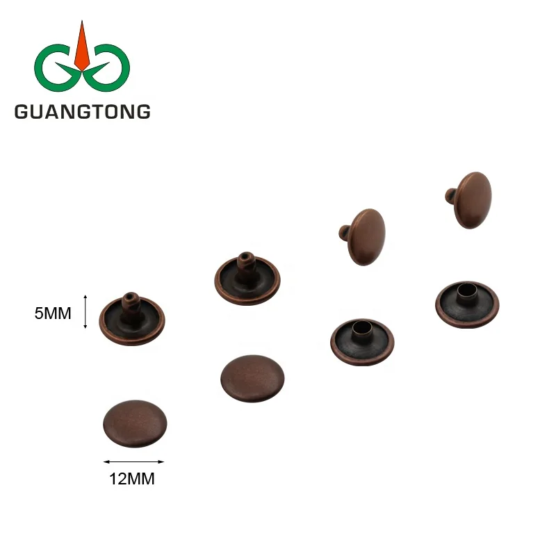 High Quality 12mm different color metal rivet solid brass rivet for shoes jackets shoe leather garment rivet