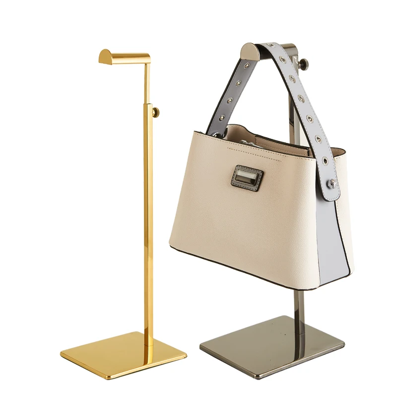 Китай Прямая поставка с завода золотой цвет регулируемая по высоте металлическая сумка выставочная стойка для торгового рынка