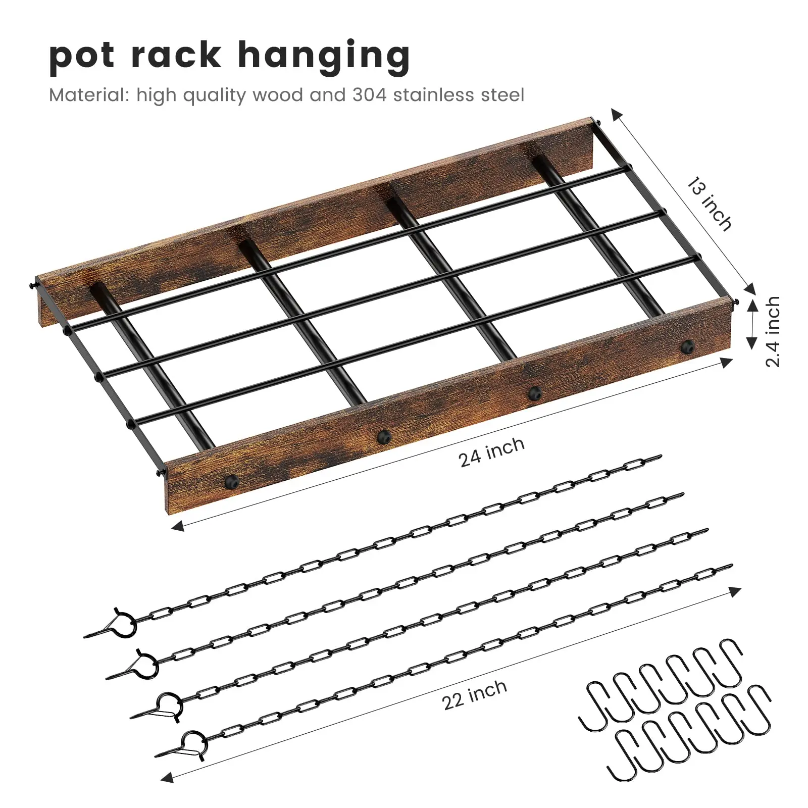 Kitchen Ceiling Wood Pot Hanger Hanging Rack Ceiling Mount Vintage Pot Hangers Pot Rack Hanging