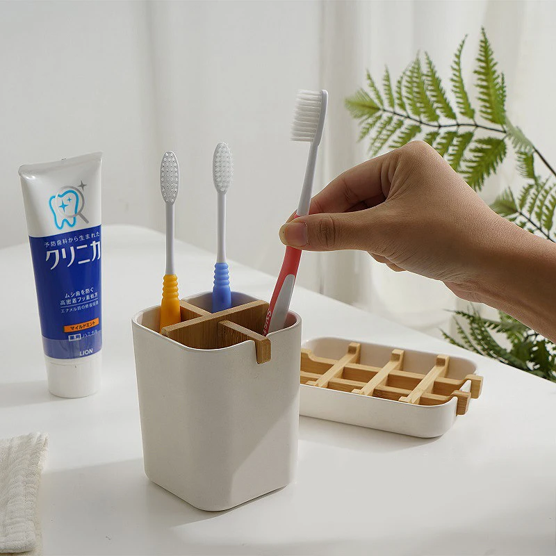 No Plastic Biodegradable Bamboo Fiber Travel Toothbrush Pen Pencil Holder Cup for Office Bathroom (1600596267342)