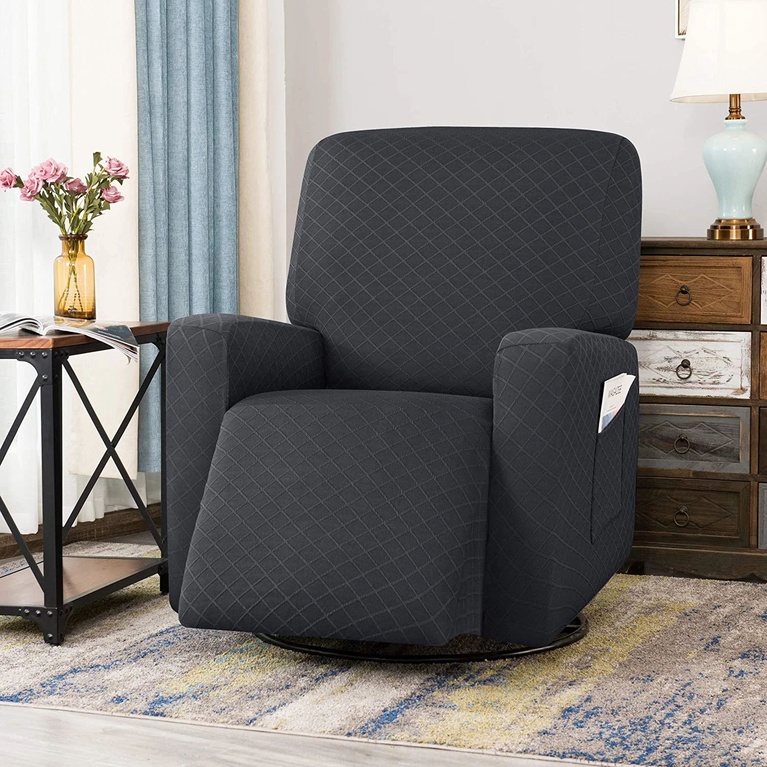 Jacquard Fabric Stretch Armchair Cover Couch Cover Diamond Recliner Sofa Cover for Office Home