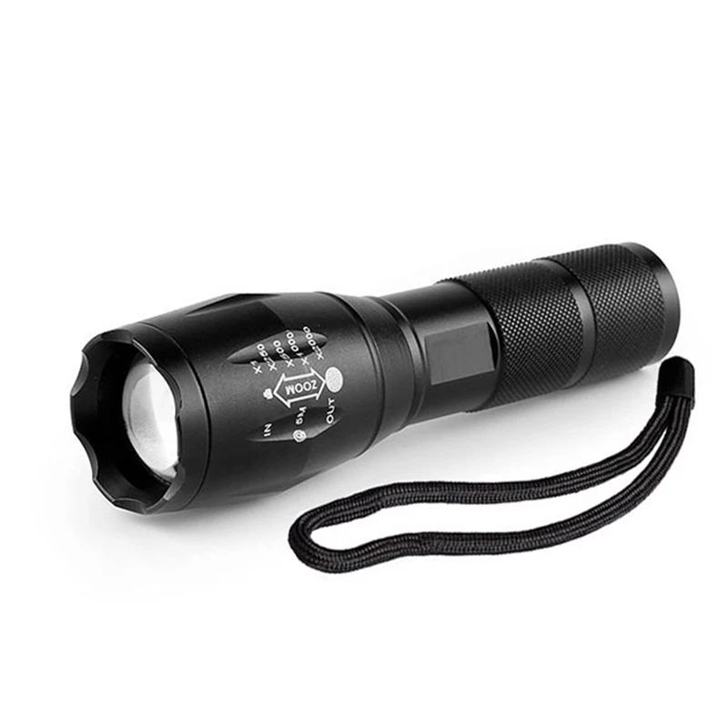 Tactical Aluminum Handheld Flashlight Zoomable Adjustable Focus Waterproof Portable T6 LED Zoom Flash Torch for Outdoor