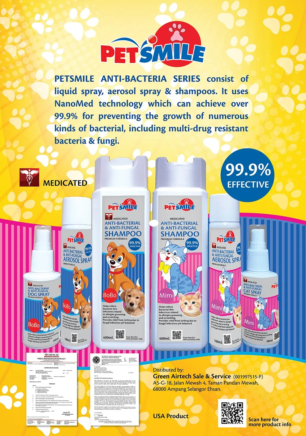 Nano Silver Pet Cleaning & Grooming Products Anti-Bacterial & Anti-Fungus Veterinary Medicated Spray for Wound Care Petshops