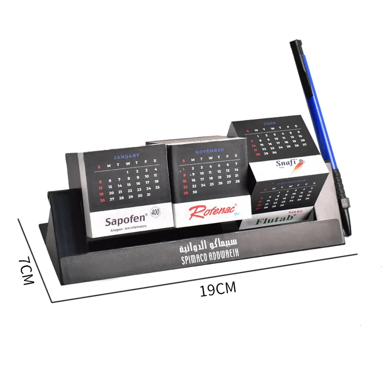 Custom Logo Daily Monthly Calendar Planner Table Top Stand Luxury Motivation Calendar Desk