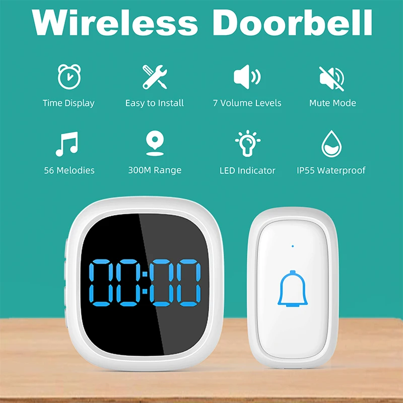 Best Seller Smart Home Doorbell IP55 Waterproof Wireless Doorbell 56 Ringtones