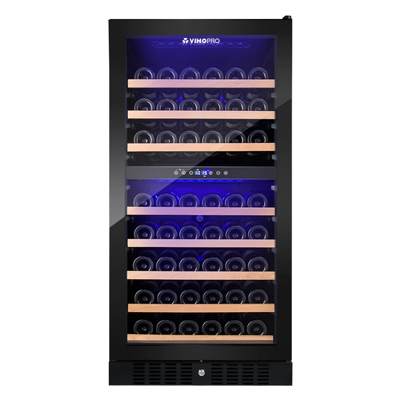 Vinopro 270L Smart Freestanding Compressor Wine Chiller Cellar 96 Bottles Refrigerated Wire Shelf Wine Cooler Cabinet