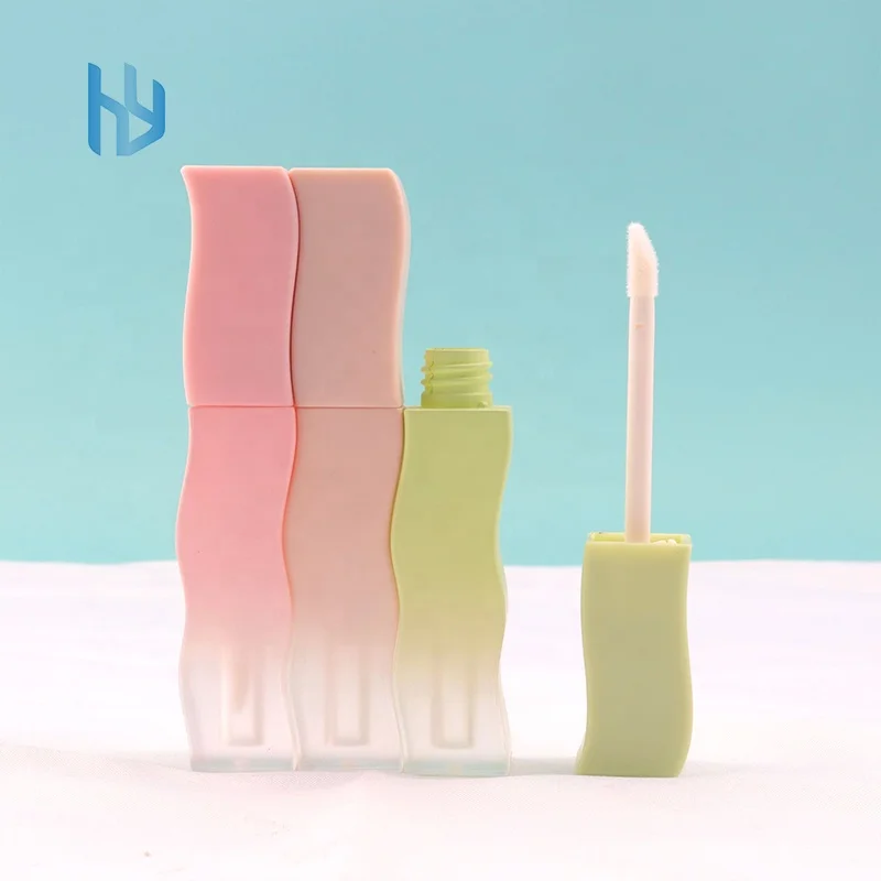 OEM/ODM irregular 5ml matte Pink/nude/black Gradient Empty plastic Cosmetic Lip Gloss bottle