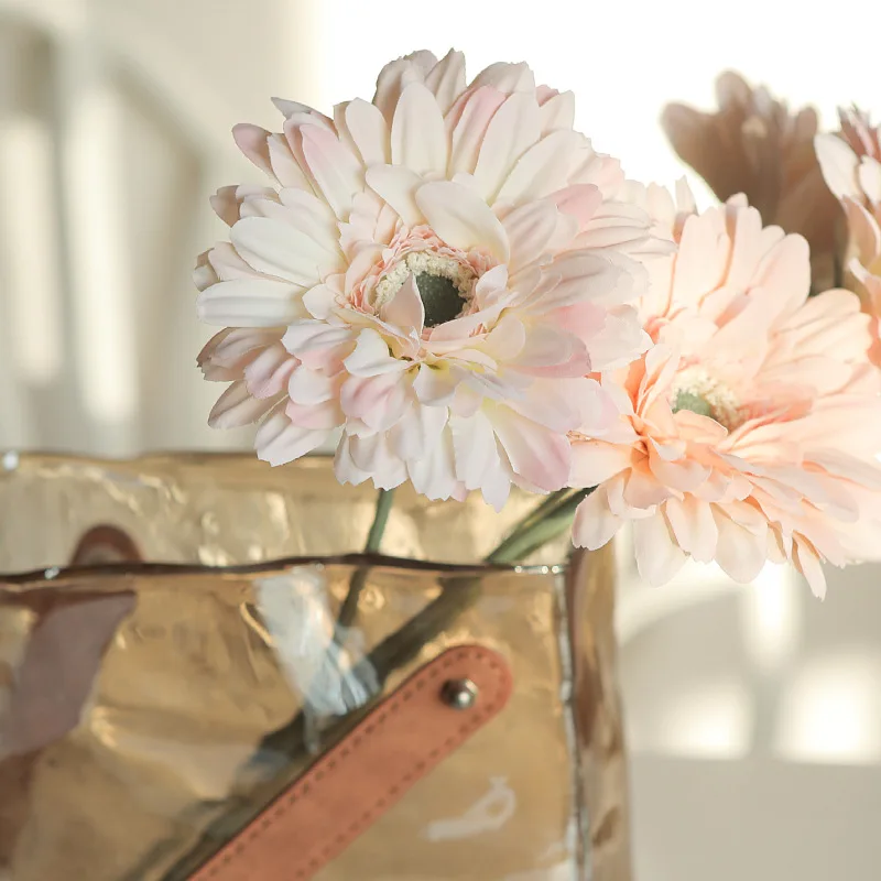 KEWEI T356 Wholesale Price Faux Gerbera Daisy Flower Silk African Daisy White Home Decoration