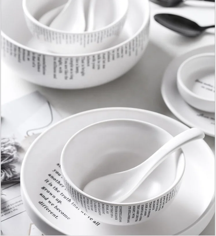 
Creative English alphabet ceramic matte cutlery dishes home rice bowl dishes Western dishes fish plate 