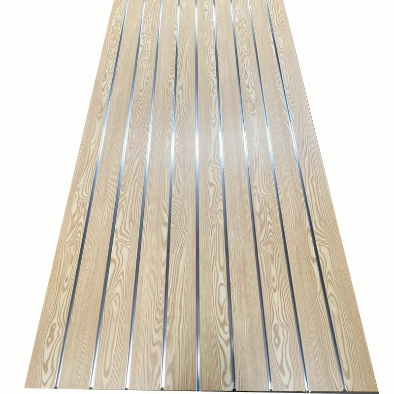 Wholesale 1220*2440 18mm low MOQ mdf slotwall panel  board with grooves used in supermarket