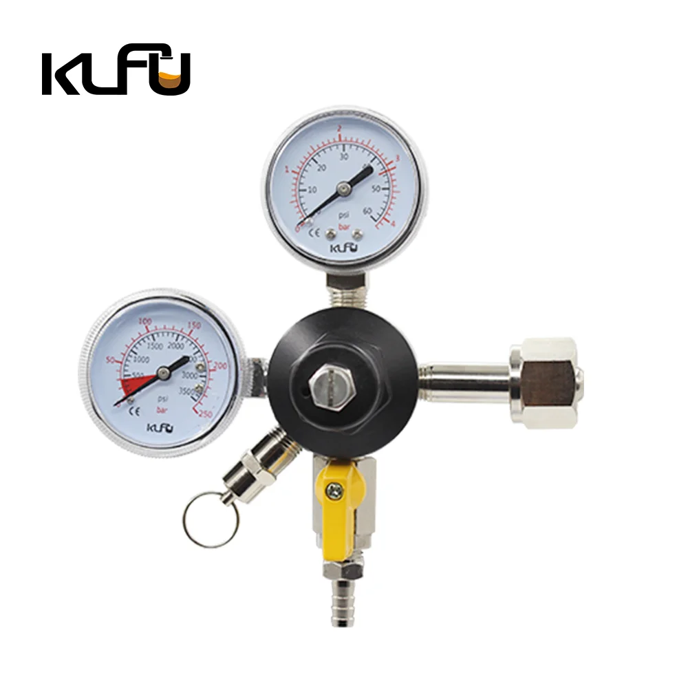 
CO2 Dual Gauge Pressure Regulator with3/8' Barbed Shutt off Valve Homebrew CO2 Beer Regulator, 0~3500psi, 0~60psi 