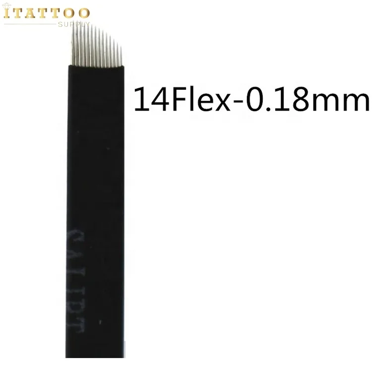 Private Label  0.18 mm Sharpest 304 Stainless Steel Microblading Needles Blades Black Cover  Eyebrow blade microblading