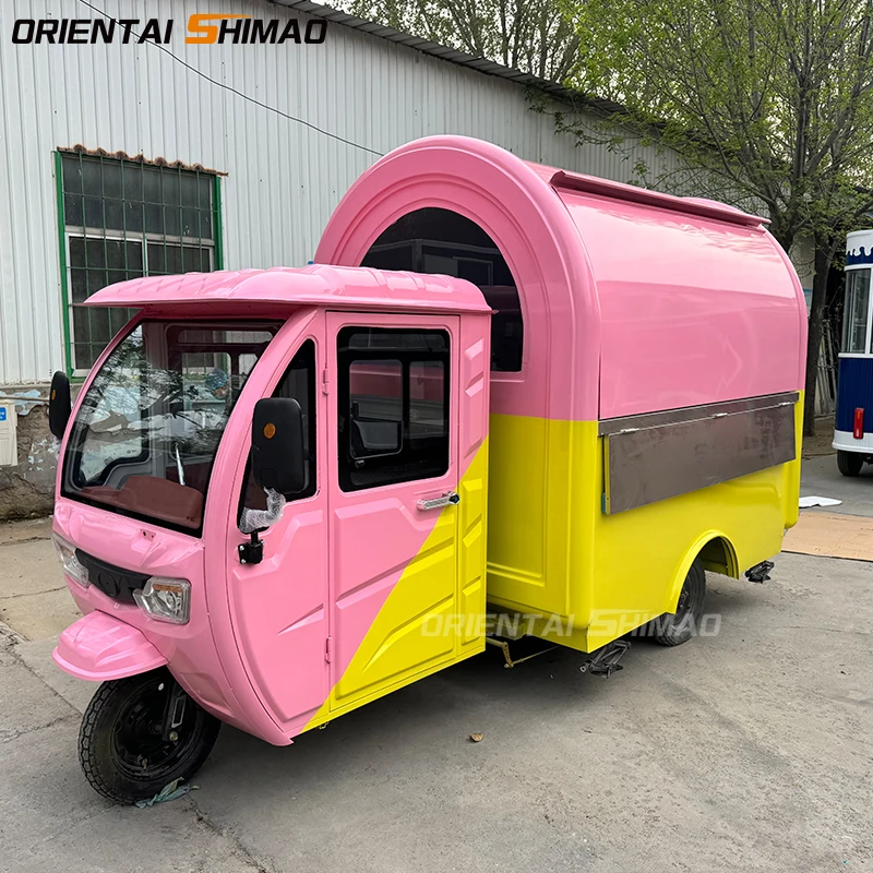 Ape Electric Tricycle Outdoor design gasoline food trailer ice cream make machine with cover