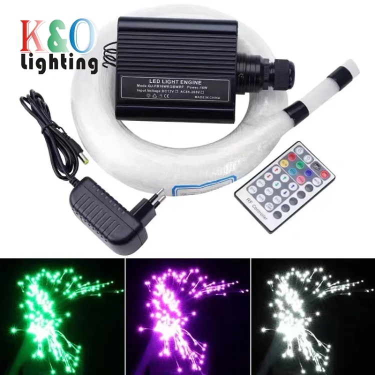 Starlight 16w DC12v Rgbw Led Fiber Optic Lights Engine With Fiber Optic 0.75mm*300 3m Star Ceiling Lighting Kit
