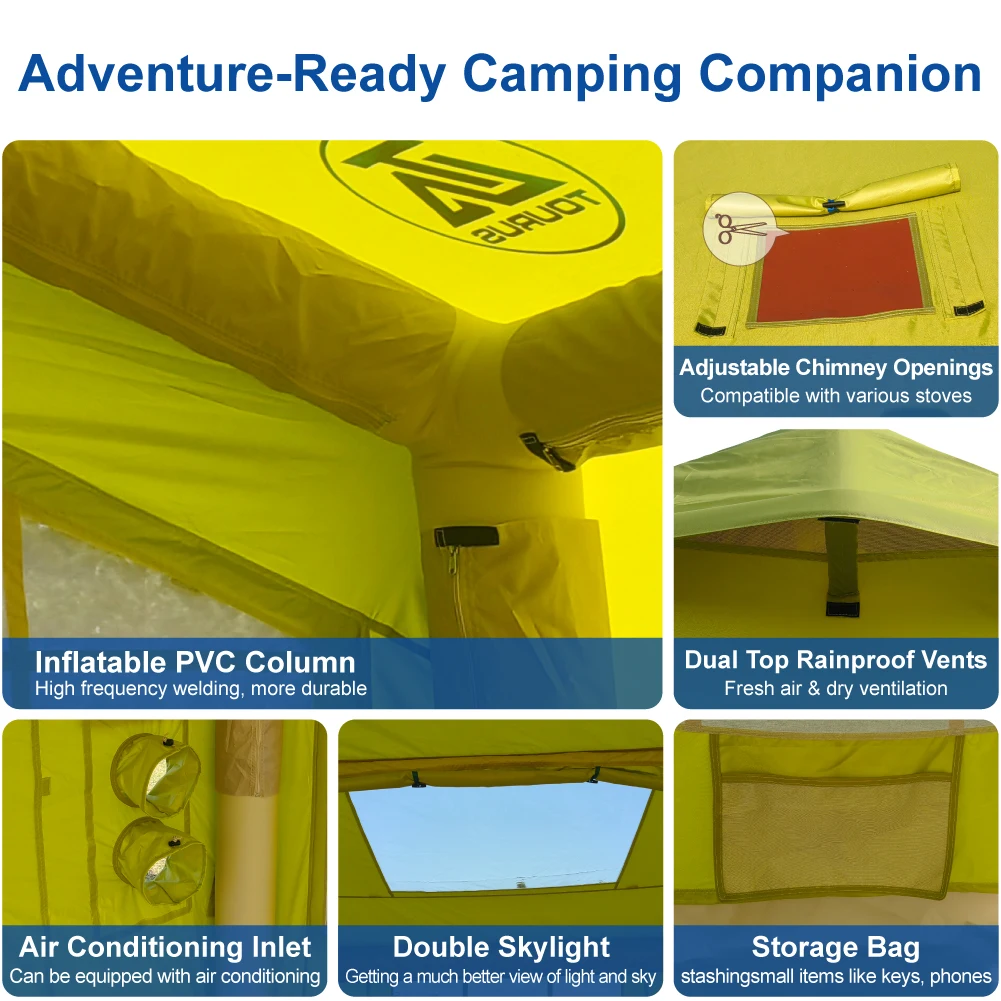 TOURUS Hot Sell Hot Tent With Stove Jack Inflatable Camping Tent