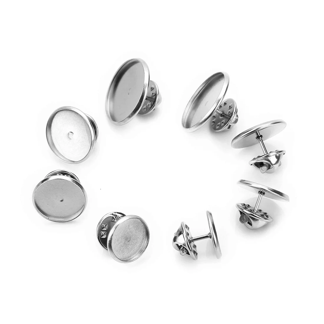 Diy Jewelry Accessories Stainless Steel Butterfly Buckle Brooch Empty Base Disc Badge Buckle Time Gem Round Brooch Buckle Tray